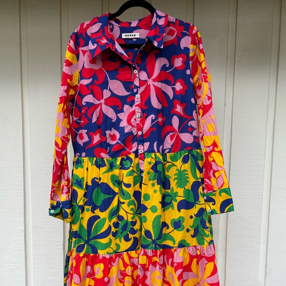 Boden Belted Floral Maxi Dress